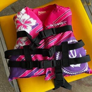 Aqua Leisure Oceans 7 Kids Floral Pink and Purple Swim Vest